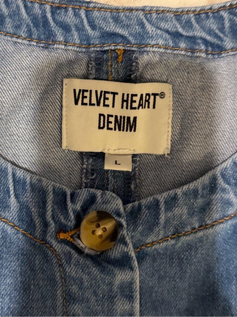 Velvet Heart Denim Medium Wash Button Front Denim Vest Women’s Large - Picture 4 of 6